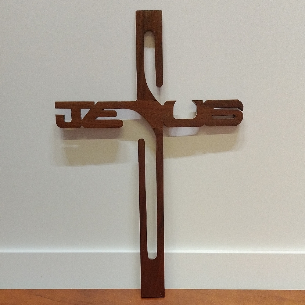 Carved Wood Jesus Cross Wall Art - Brown 12.5" X 8.5"
